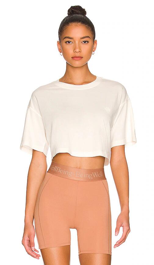 WellBeing + BeingWell Hazel Cropped Tee in White Cover