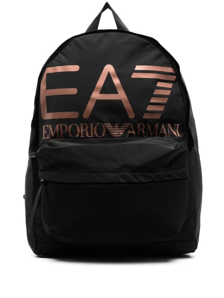 Ea7 Emporio Armani logo print backpack - Black Cover