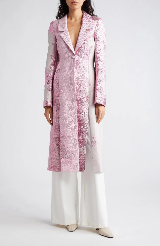 Stine Goya Aneta Metallic Satin Jacquard Long Jacket in Impressionist Wild Rose Bloom Cover