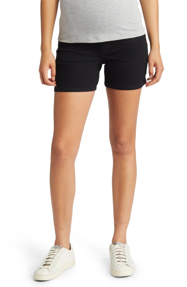 1822 Denim Belly Band Maternity Denim Shorts in Black Cover