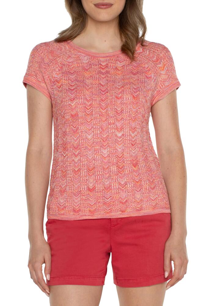 Liverpool Los Angeles Chevron Pattern Short Sleeve Sweater in Sugar Coral Spd Cover