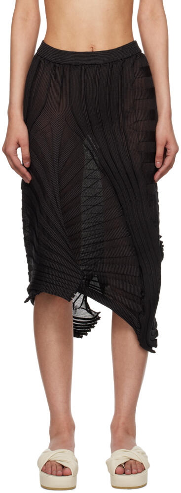 ISSEY MIYAKE Black Sheer Moving Knit Midi Skirt Cover