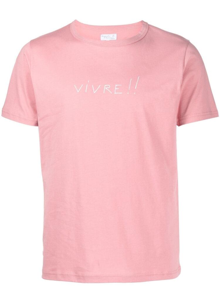 agnès b. Vivre text-print T-shirt - Pink Cover