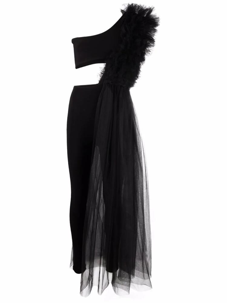 Alchemy x Lia Aram asymmetric ruffle-detail jumpsuit - Black Cover