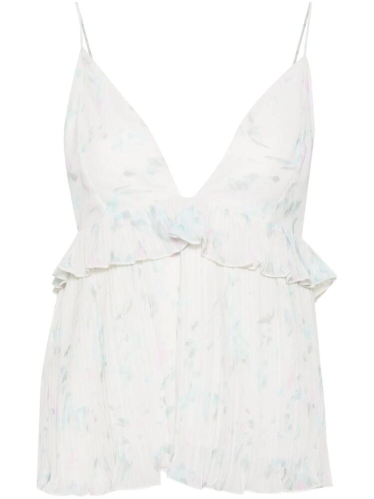 GANNI floral-print spaghetti strap top - White Cover