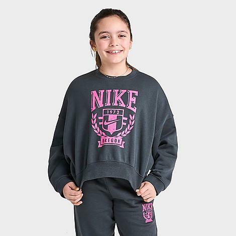 Girls' Nike Sportswear Oversized Fleece Crewneck Sweatshirt Cover