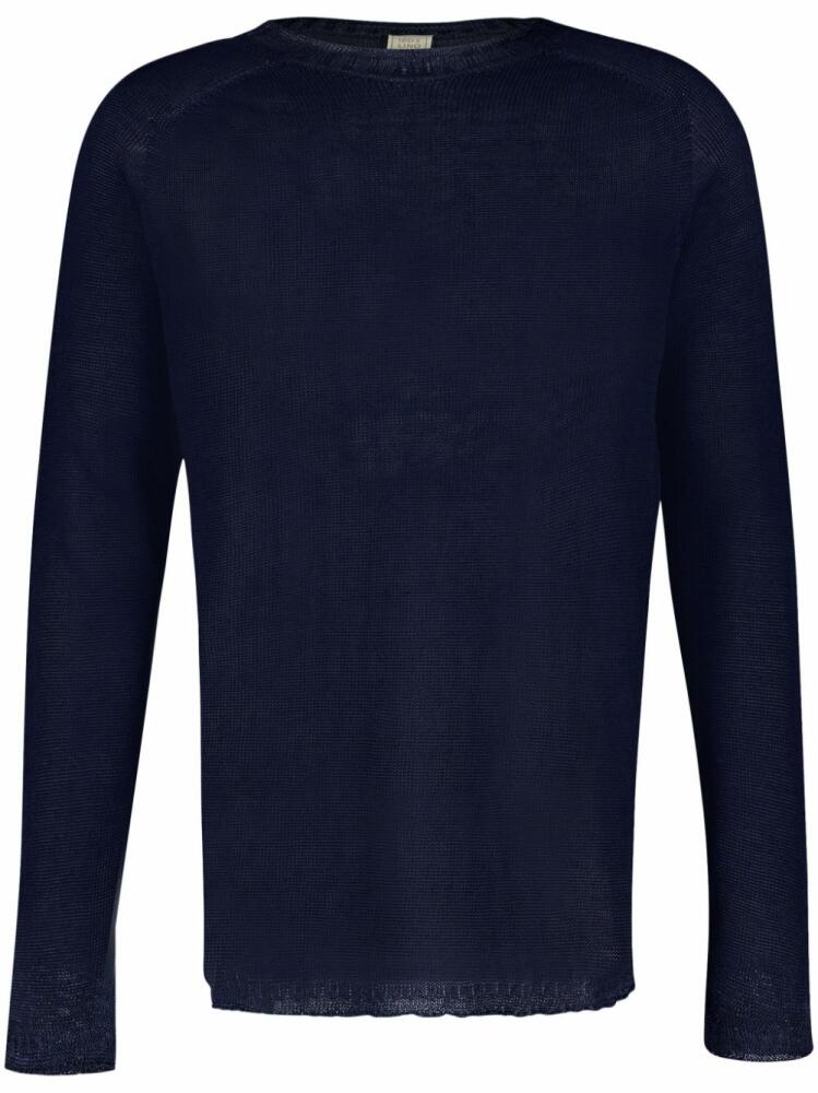 120% Lino crew-neck linen jumper - Blue Cover