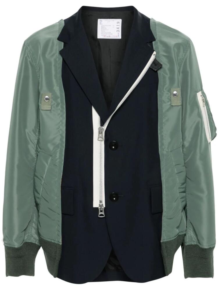 sacai suiting-style panelled jacket - Blue Cover