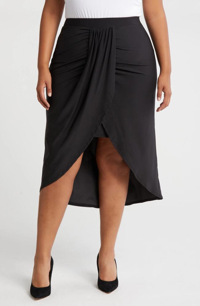 24seven Comfort Apparel Draped Wrap Skirt in Black Cover