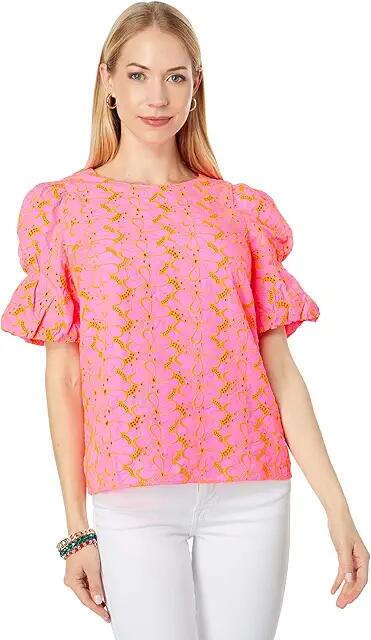 Lilly Pulitzer Lailah Top (Pink Isle Psychedelic Swirl Eyelet) Women's Clothing Cover