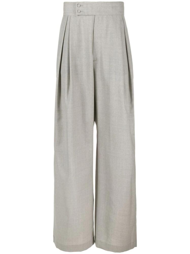 AARON ESH high-waisted wide-leg wool trousers - Grey Cover