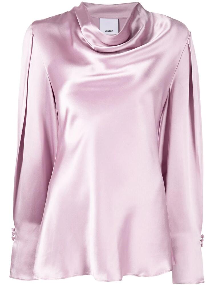 Acler long-sleeved cowl-neck blouse - Purple Cover