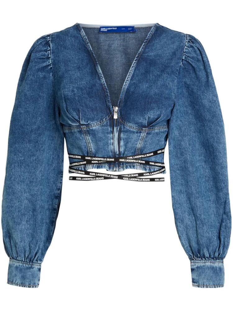 Karl Lagerfeld Jeans V-neck cropped denim blouse - Blue Cover