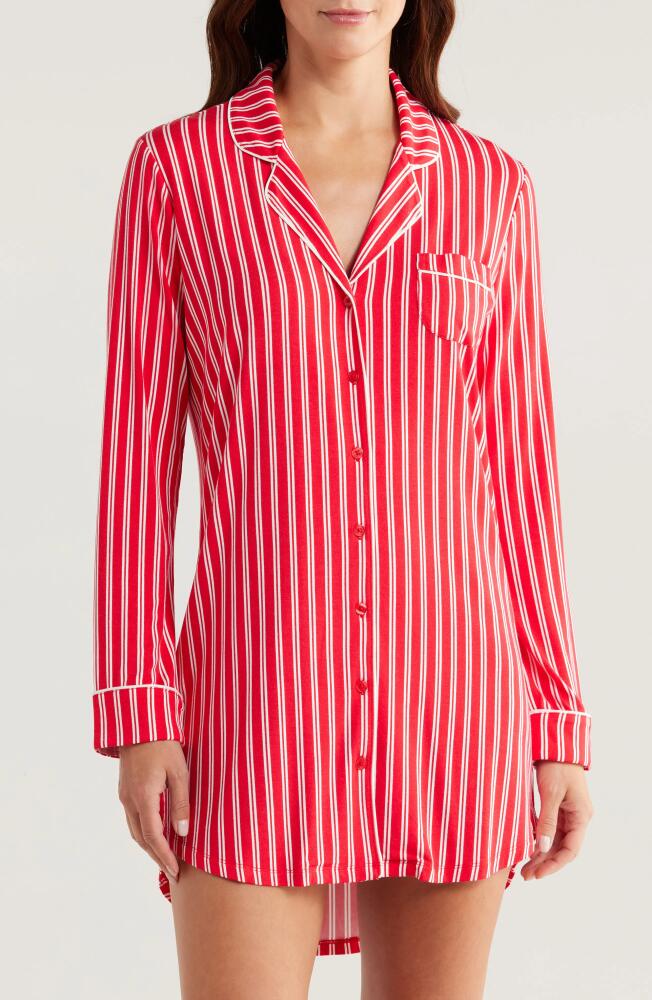 Nordstrom Moonlight Eco Nightshirt in Red- Ivory Merry Stripe Cover