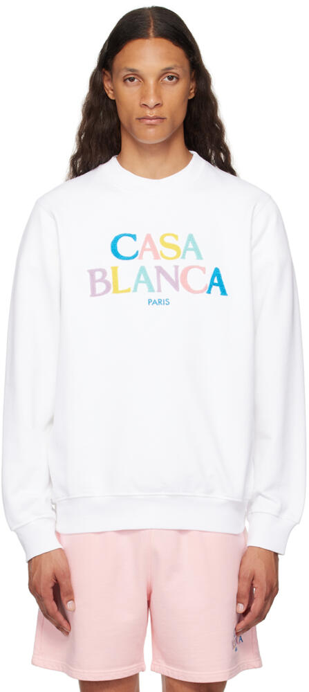 Casablanca White Stacked Logo Sweatshirt Cover