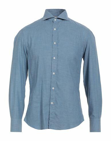 Brunello Cucinelli Man Denim shirt Pastel blue Cotton Cover