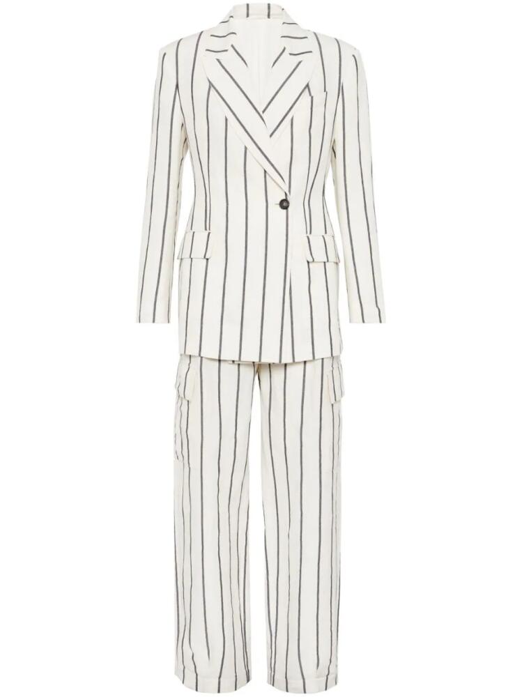 Brunello Cucinelli striped linen-blend suit - White Cover