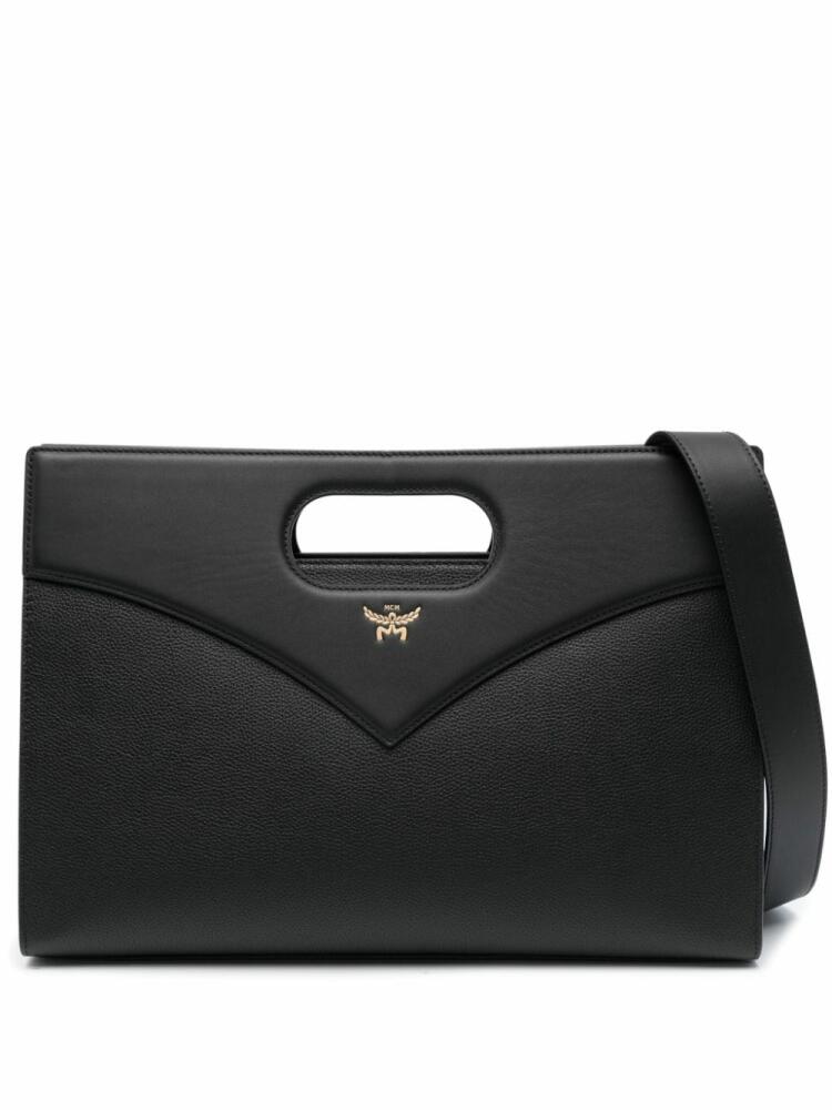 MCM medium debossed-logo leather bag - Black Cover