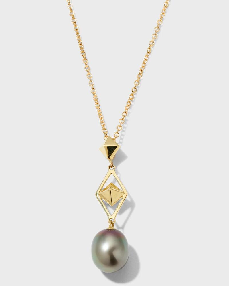 Pearls By Shari Yellow Gold Tahitian Pearl Drop Necklace, 10mm Cover