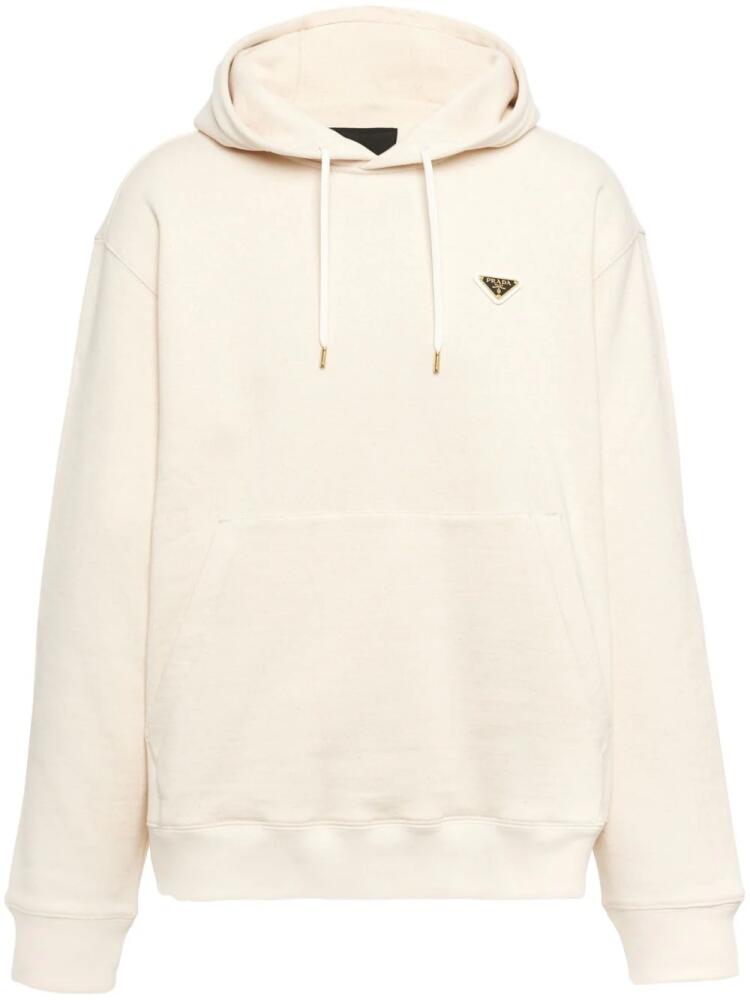 Prada triangle-logo cotton hoodie - Neutrals Cover