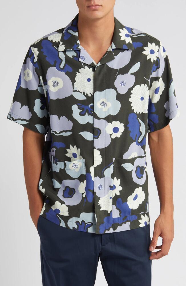 NN07 Hank 5719 Floral Print Button-Up Camp Shirt in Rosin Cover