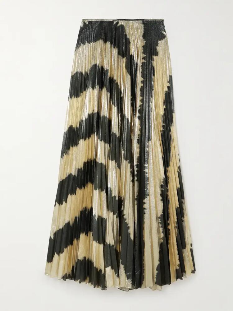 Johanna Ortiz - + Net Sustain Pleated Printed Lamé Maxi Skirt - Black Cover