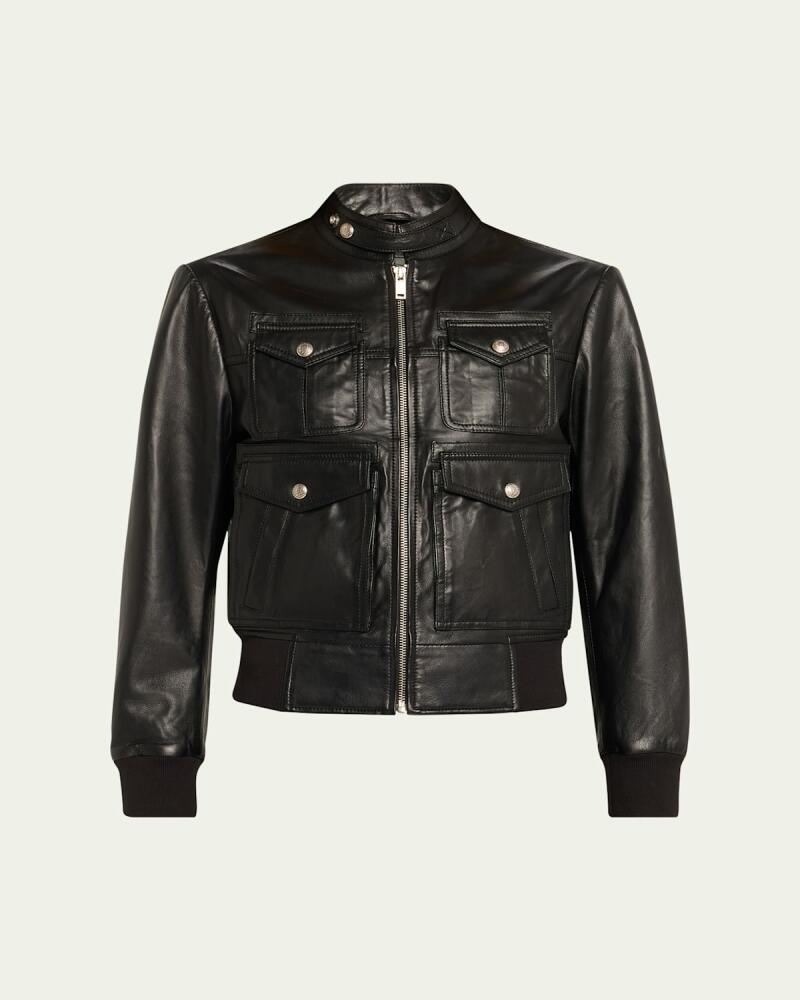 R13 Shrunken Zip-Front Leather Jacket Cover