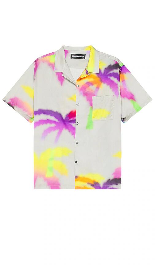 DOUBLE RAINBOUU Short Sleeve Hawaiian Shirt in Light Grey Cover