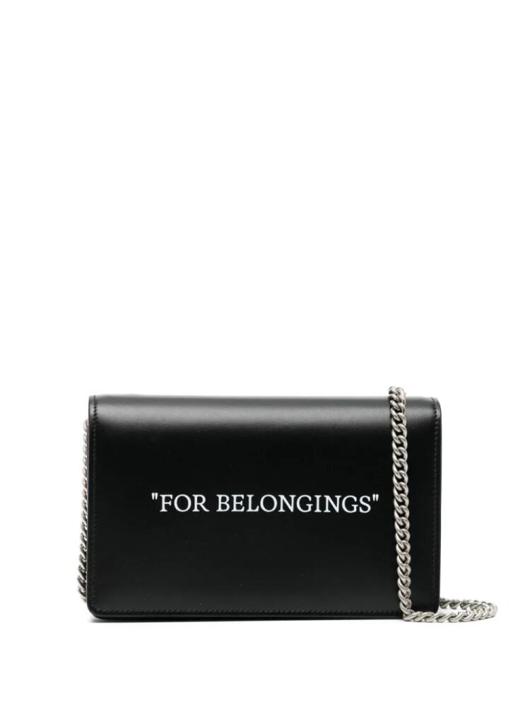 Off-White slogan-print leather clutch bag - Black Cover