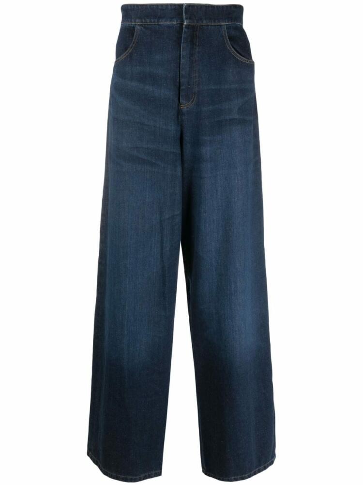 AARON ESH pleated wide-leg jeans - Blue Cover