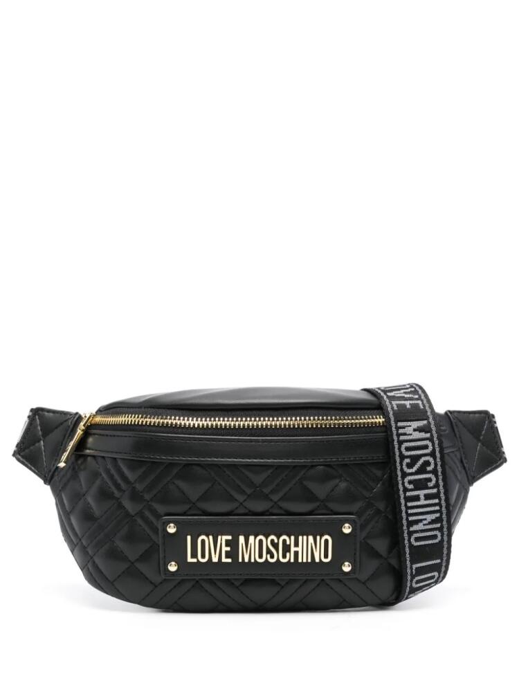 Love Moschino logo-plaque belt bag - Black Cover