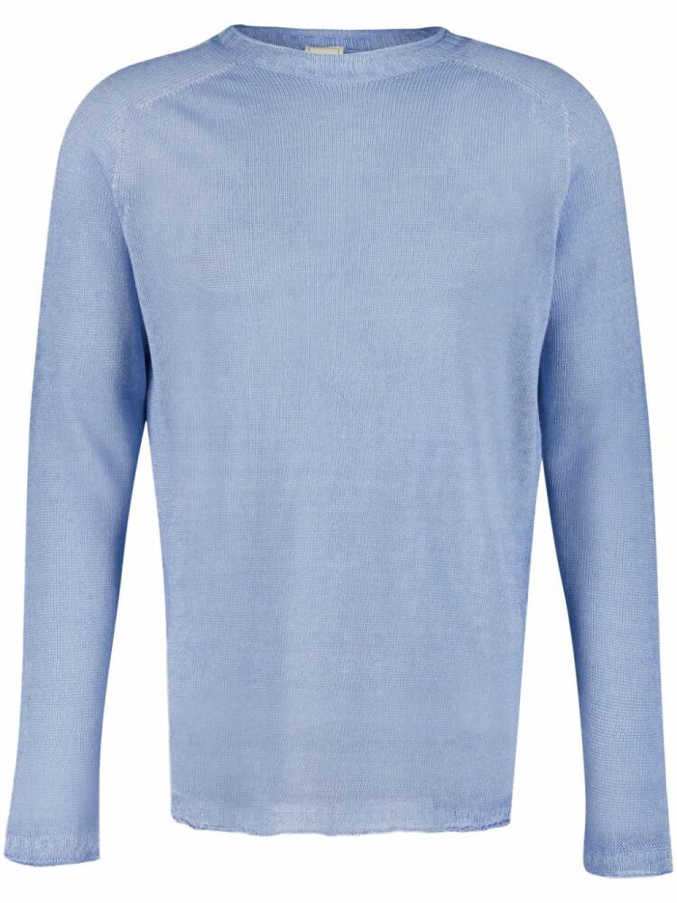 120% Lino crew-neck linen jumper - Blue Cover