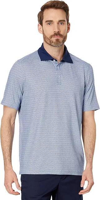 Johnston & Murphy XC4 Cool Degree Performance Solid Collar Hexagon (Blue) Men's Short Sleeve Knit Cover