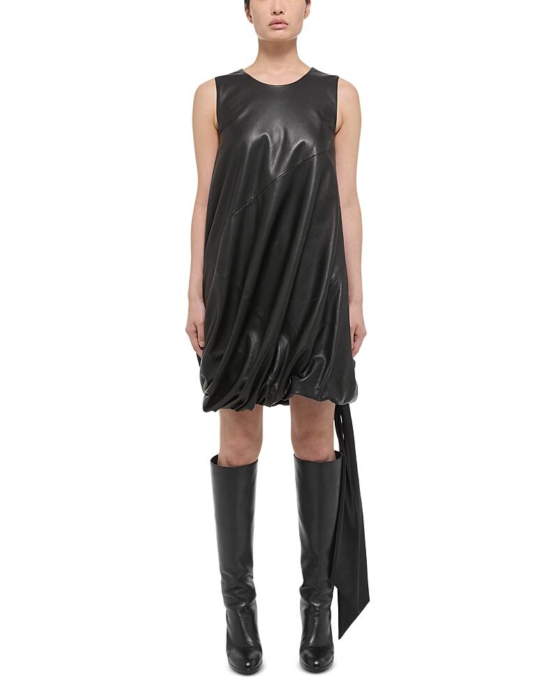 Helmut Lang Leather Sleeveless Bubble Hem Dress Cover