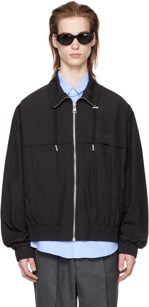 AMI Paris Black Drawstring Bomber Jacket Cover