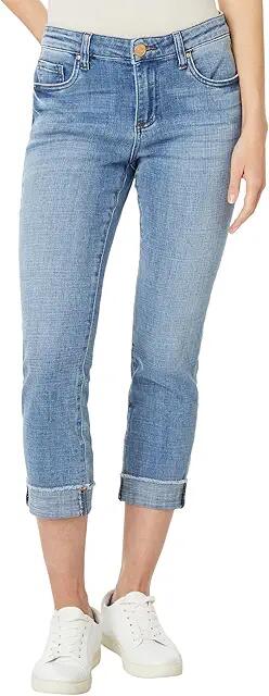 KUT from the Kloth Amy Crop Straight Leg- Roll-Up Fray In Gained (Gained) Women's Jeans Cover