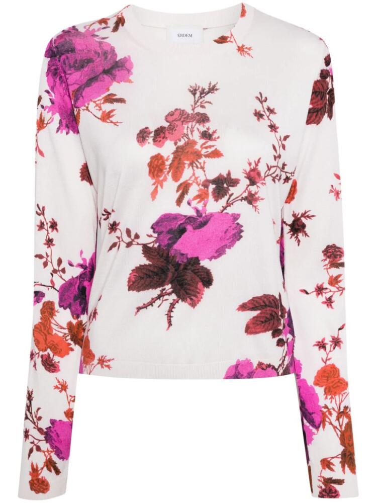 ERDEM floral-print silk jumper - White Cover