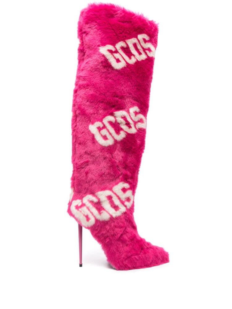 GCDS 110mm logo-print knee-length boots - Pink Cover