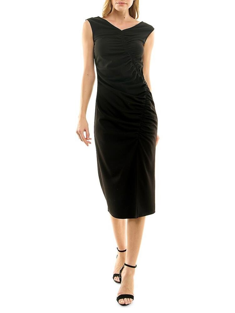 Nicole Miller Women's Wren Ruched Sheath Dress - Black Cover