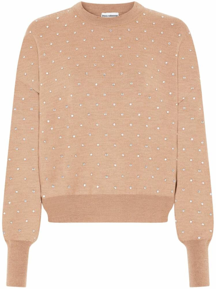 Rabanne crystal-embellished wool jumper - Neutrals Cover