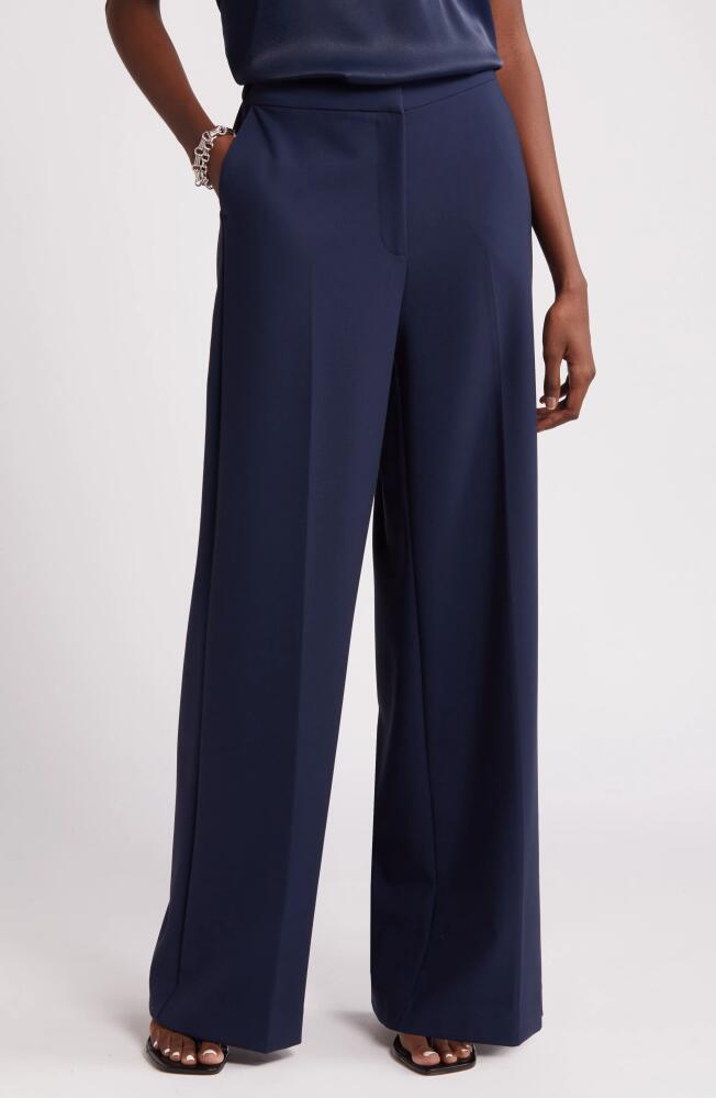 Nordstrom Flat Front Wide Leg Pants in Navy Blazer Cover