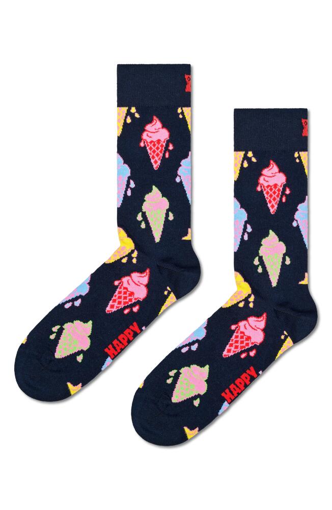 Happy Socks Ice Cream Crew Socks in Navy Cover