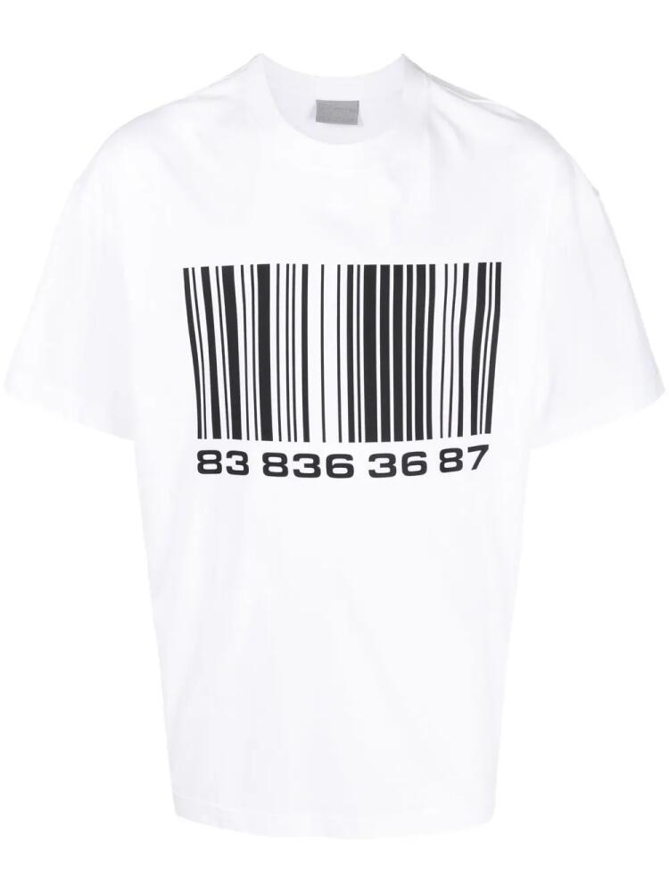 VTMNTS barcode-print T-shirt - White Cover