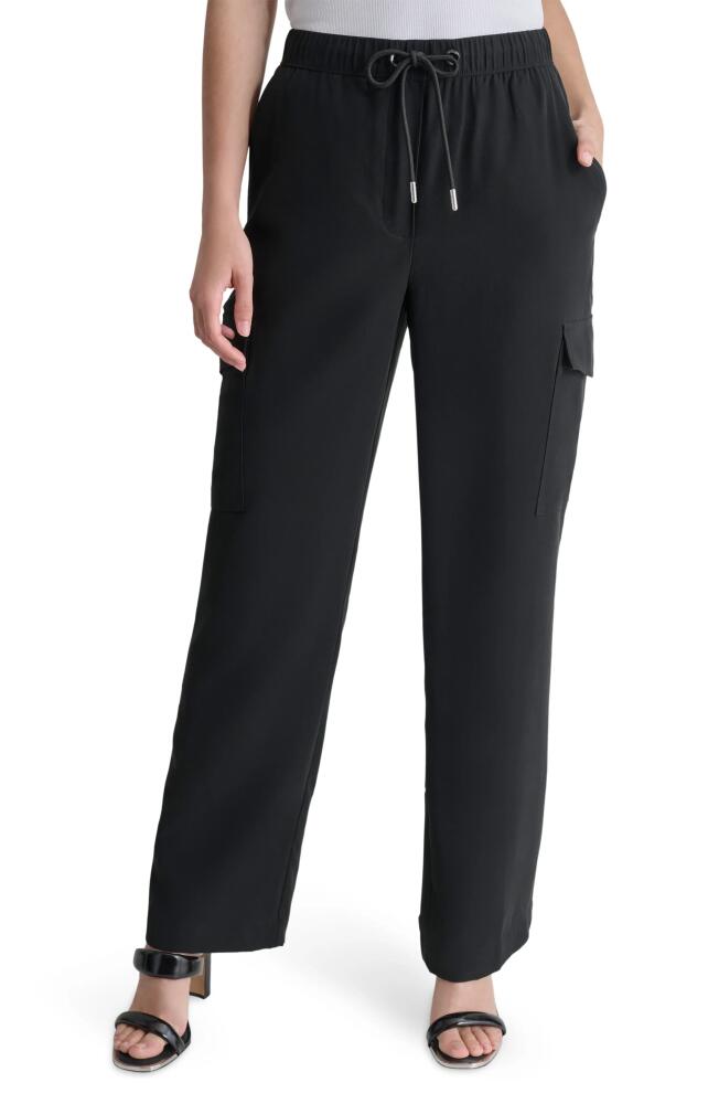 DKNY Carrot Drawstring Cargo Pants in Black Cover