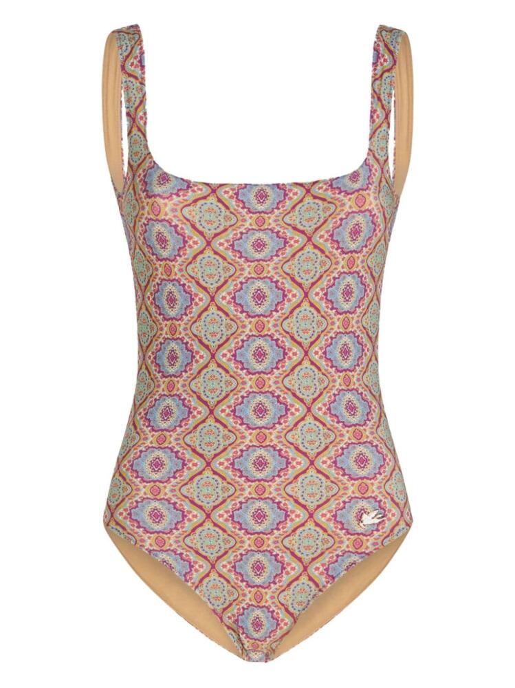 ETRO monogram-pattern square-neck swimsuit - Pink Cover