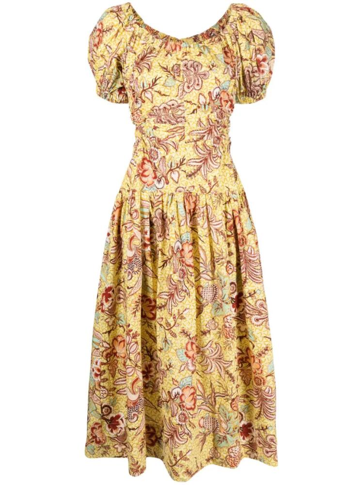 Ulla Johnson Golda floral-print midi dress - Yellow Cover