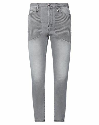 Just Cavalli Man Jeans Grey Cotton, Elastane, Bovine leather Cover