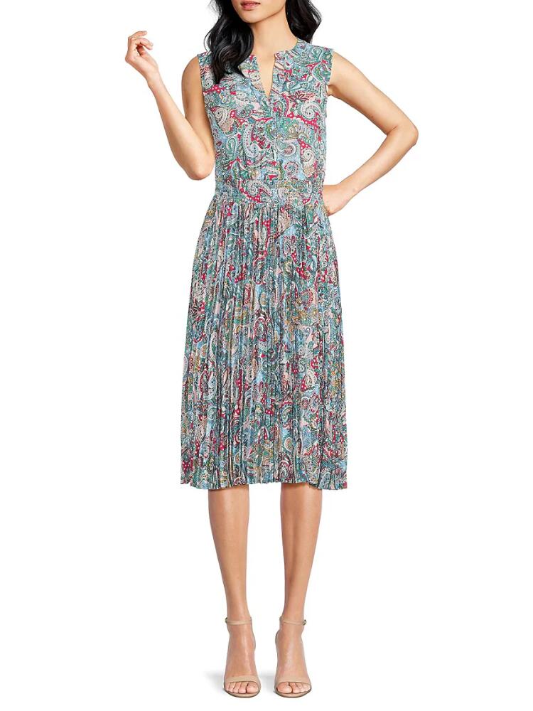 T Tahari Women's Print Midi Dress - Blue Cover