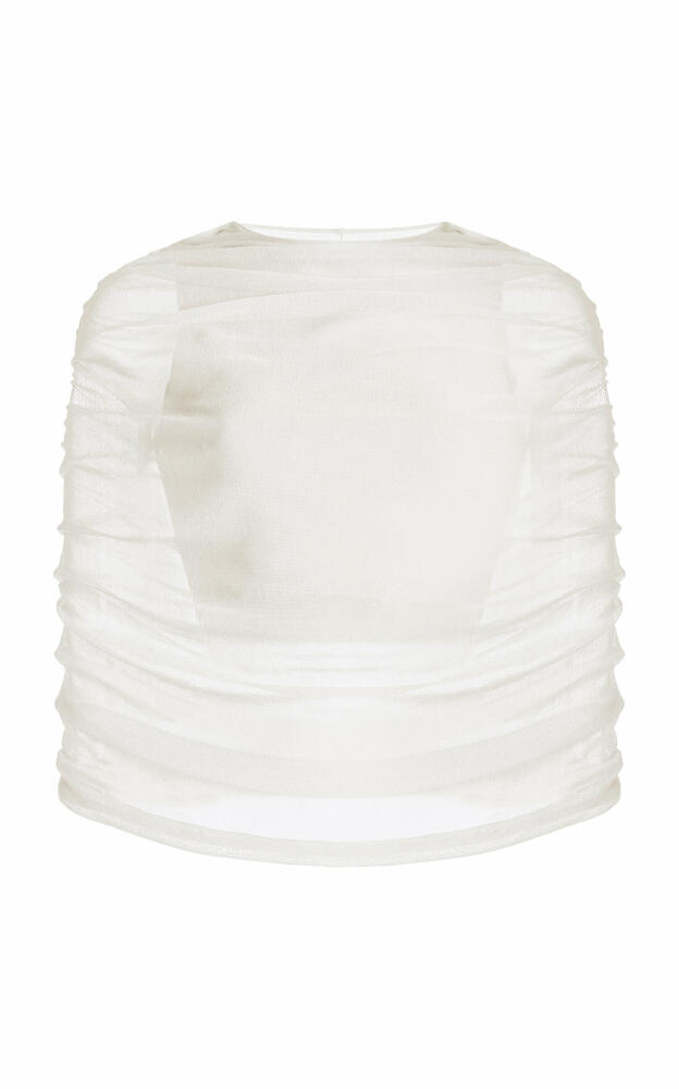 Brandon Maxwell - The Lyra Ruched Sheer Knit Top - Ivory Cover