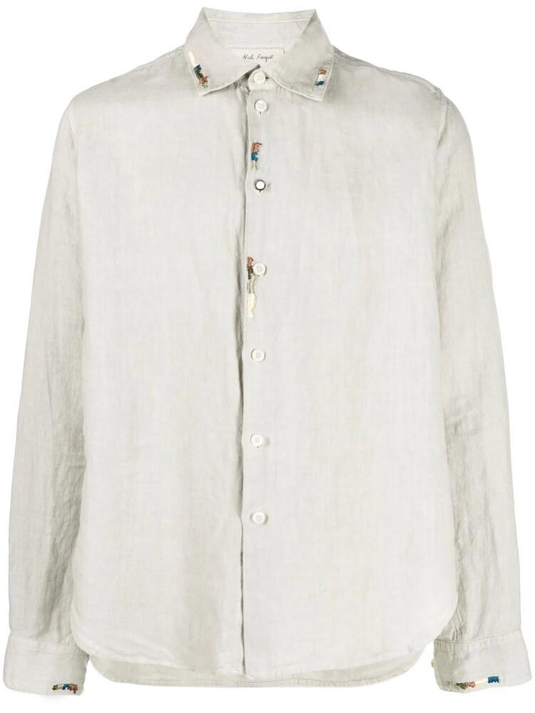 Nick Fouquet embroidered-detail linen shirt - Neutrals Cover